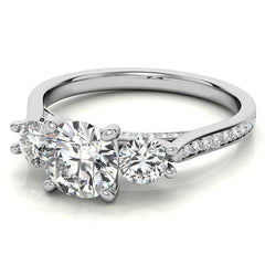 Round Three-Stone Trellis Moissanite Engagement Ring