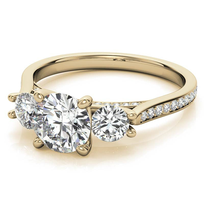 Round Three-Stone Trellis Moissanite Engagement Ring