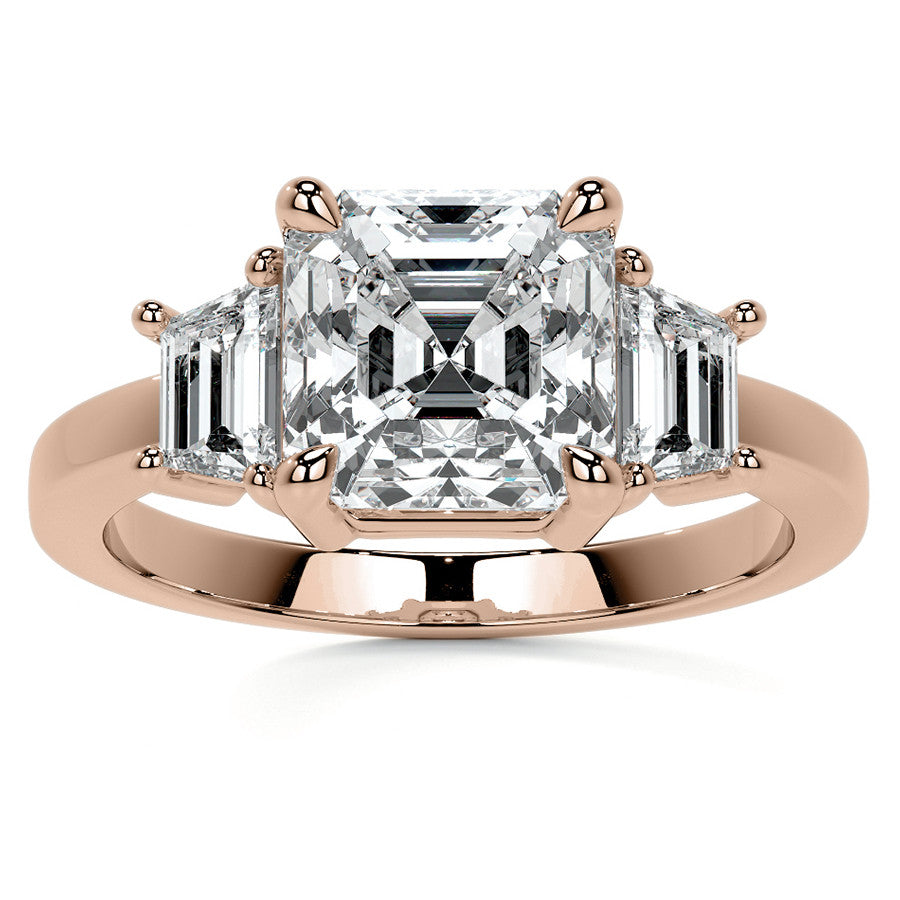 Asscher and Trapezoid Moissanite Engagement Ring