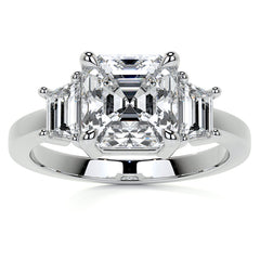 Asscher and Trapezoid Moissanite Engagement Ring