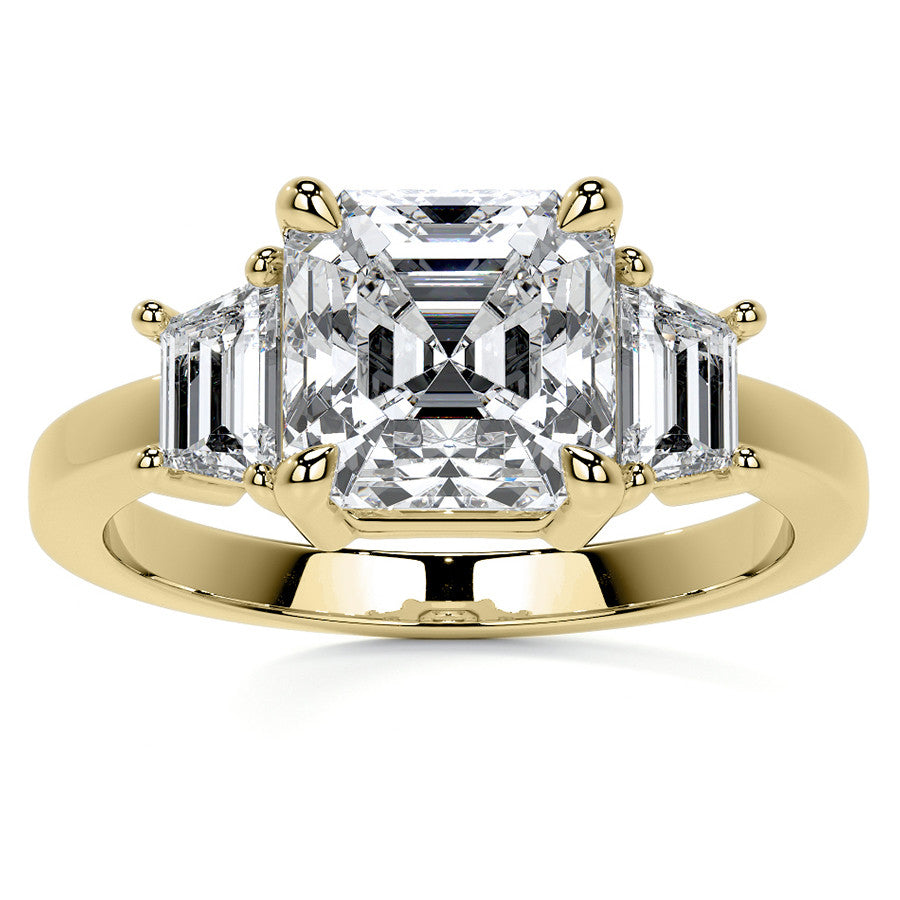Asscher and Trapezoid Moissanite Engagement Ring