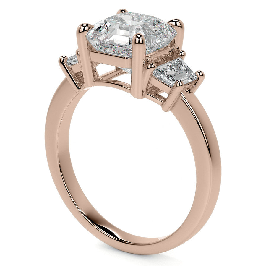 Asscher and Trapezoid Moissanite Engagement Ring