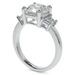 Asscher and Trapezoid Moissanite Engagement Ring