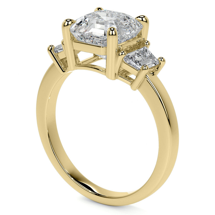 Asscher and Trapezoid Moissanite Engagement Ring