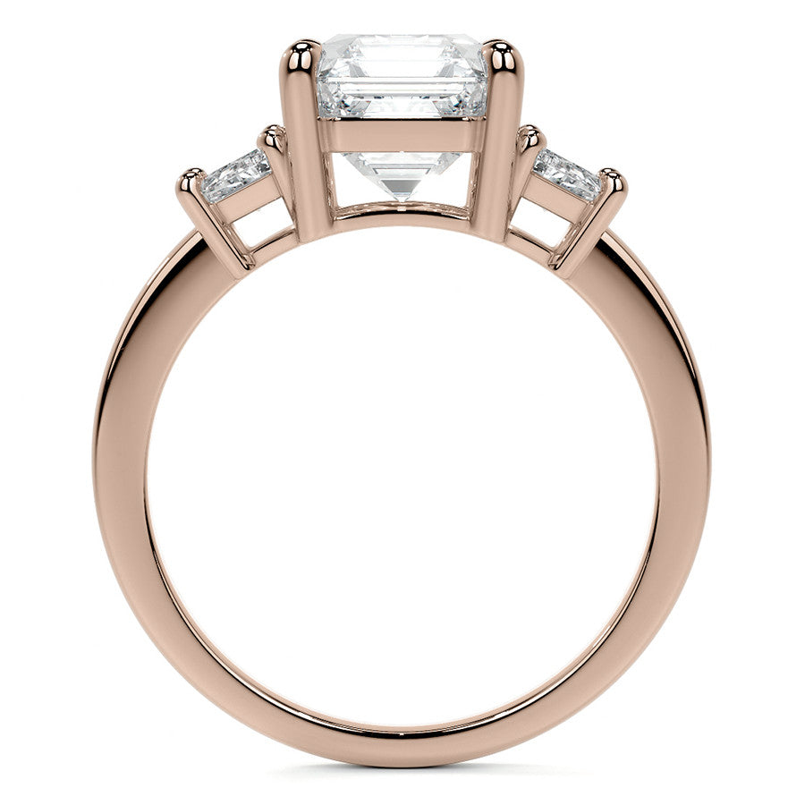 Asscher and Trapezoid Moissanite Engagement Ring