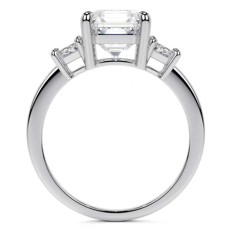 Asscher and Trapezoid Moissanite Engagement Ring