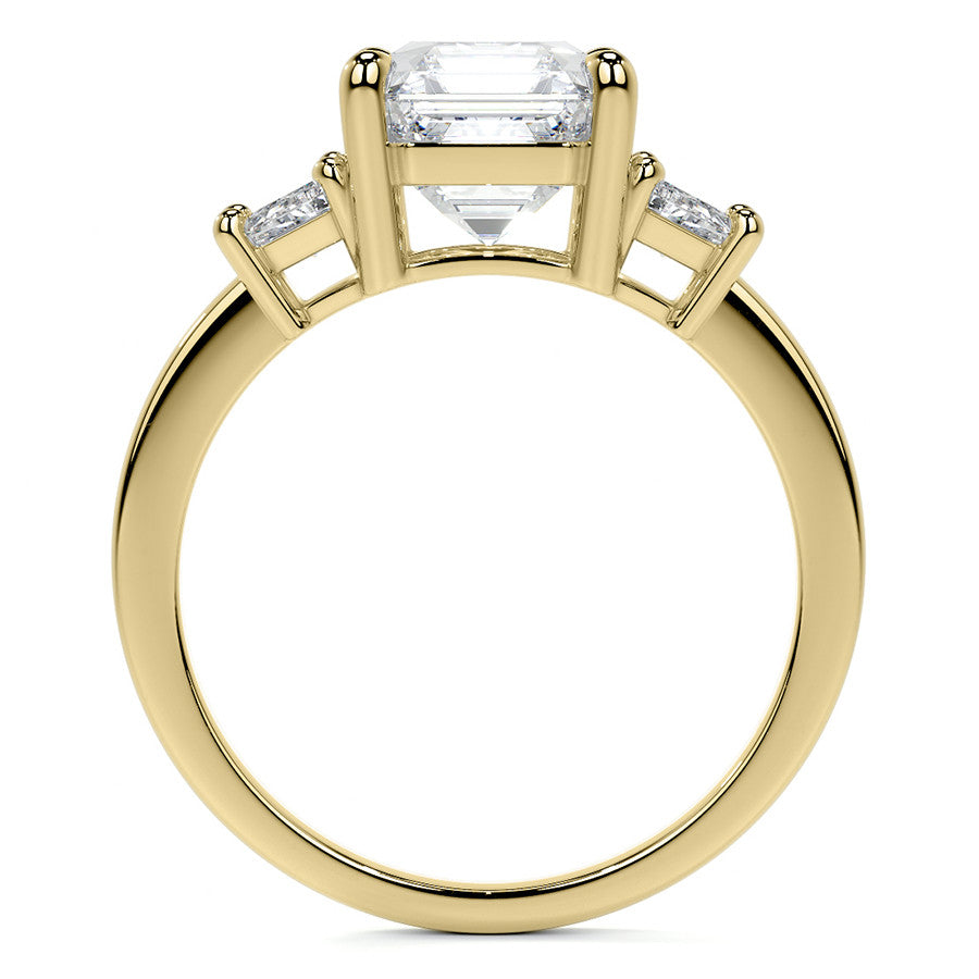 Asscher and Trapezoid Moissanite Engagement Ring