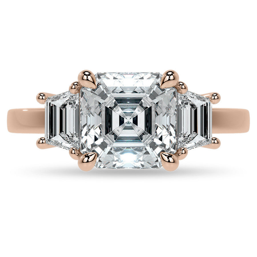 Asscher and Trapezoid Moissanite Engagement Ring