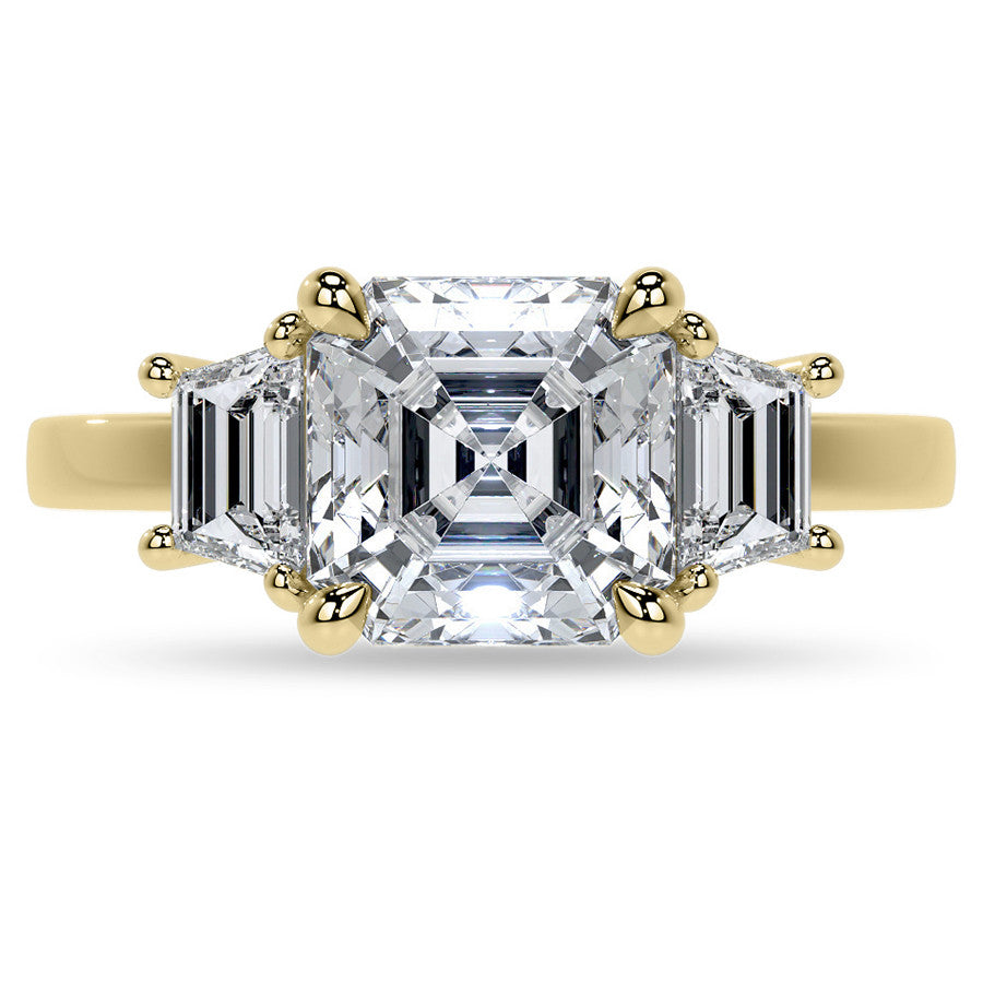 Asscher and Trapezoid Moissanite Engagement Ring