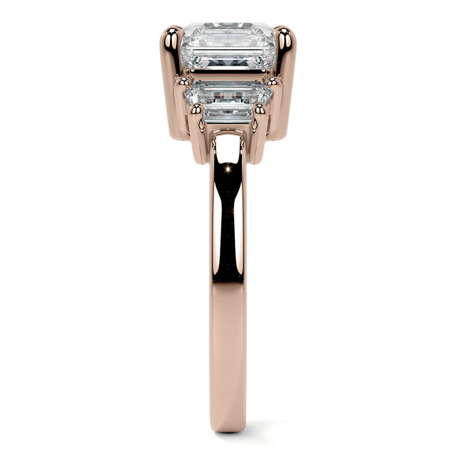 Asscher and Trapezoid Moissanite Engagement Ring