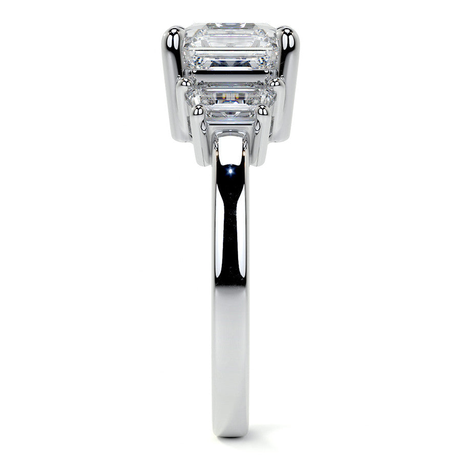 Asscher and Trapezoid Moissanite Engagement Ring