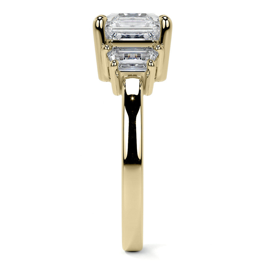 Asscher and Trapezoid Moissanite Engagement Ring
