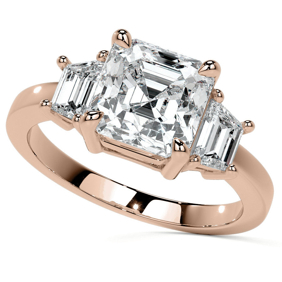 Asscher and Trapezoid Moissanite Engagement Ring