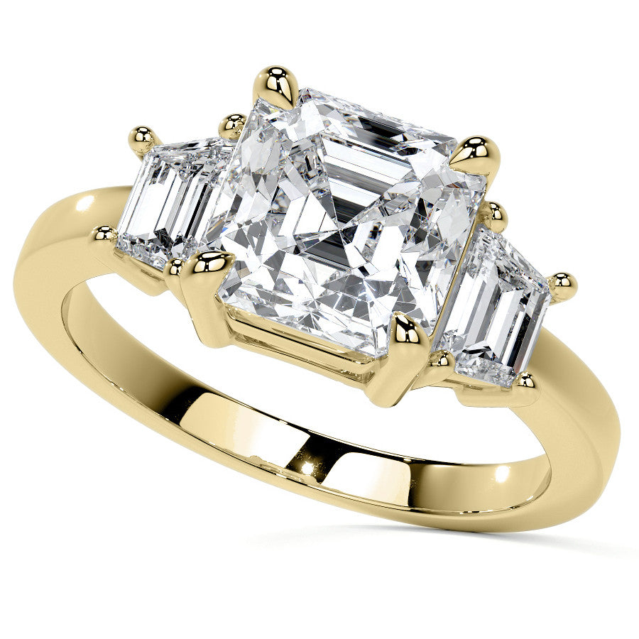 Asscher and Trapezoid Moissanite Engagement Ring