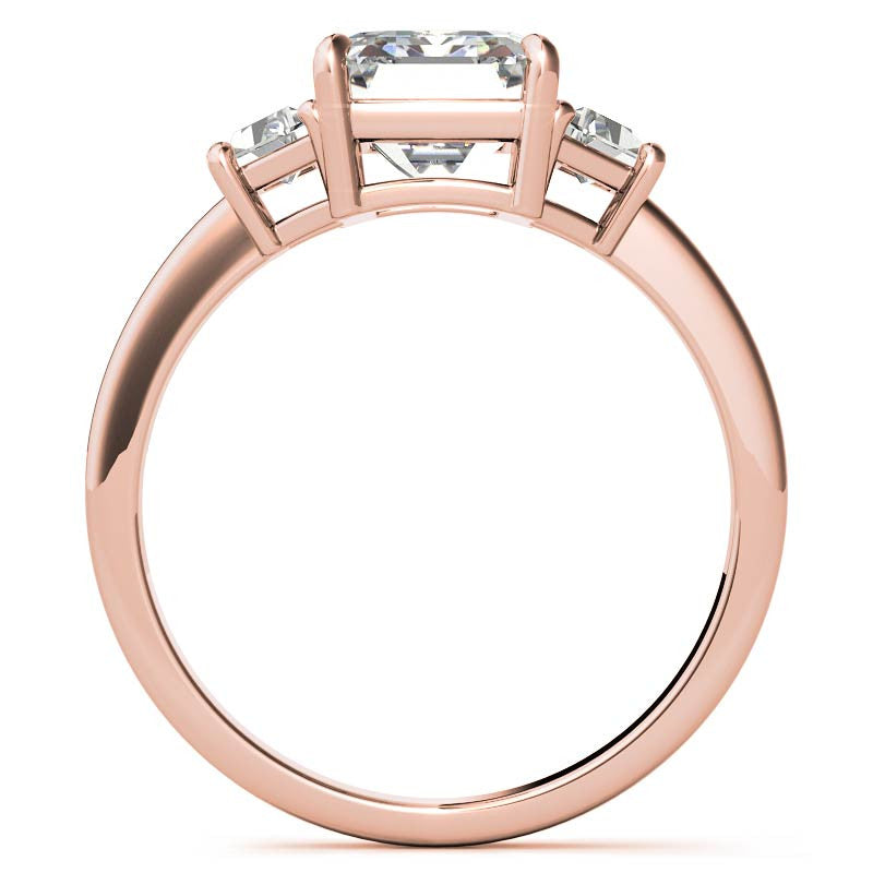 Emerald / Radiant and Trapezoid Moissanite Engagement Ring