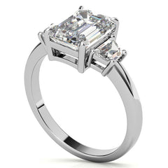 Emerald / Radiant and Trapezoid Moissanite Engagement Ring