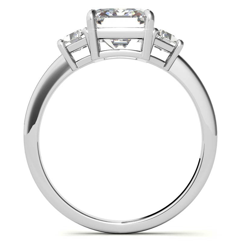Emerald / Radiant and Trapezoid Moissanite Engagement Ring