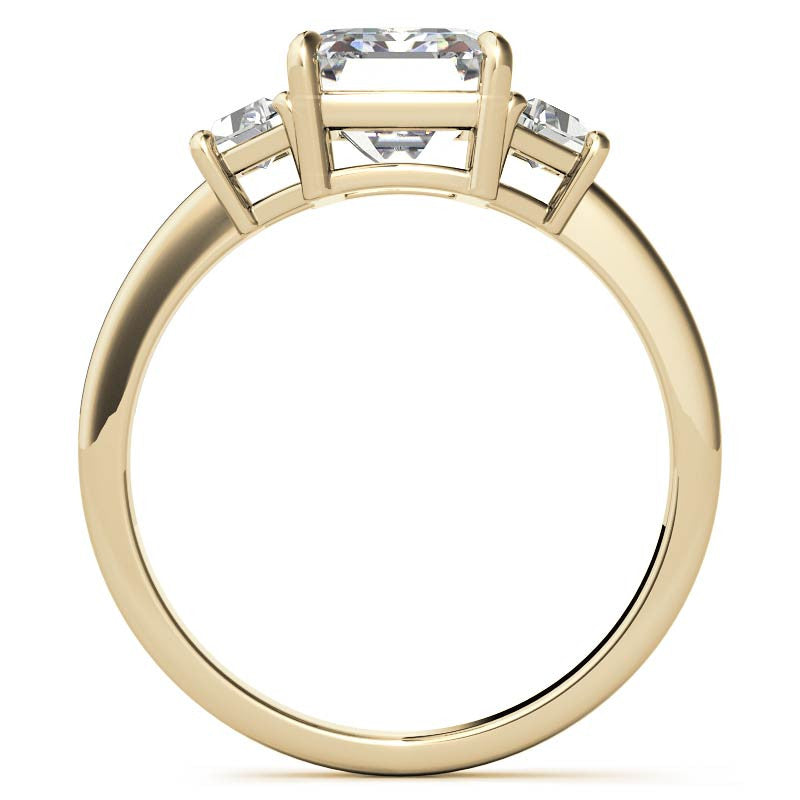 Emerald / Radiant and Trapezoid Moissanite Engagement Ring
