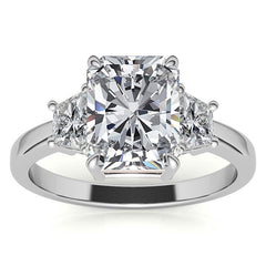 Emerald / Radiant and Trapezoid Moissanite Engagement Ring