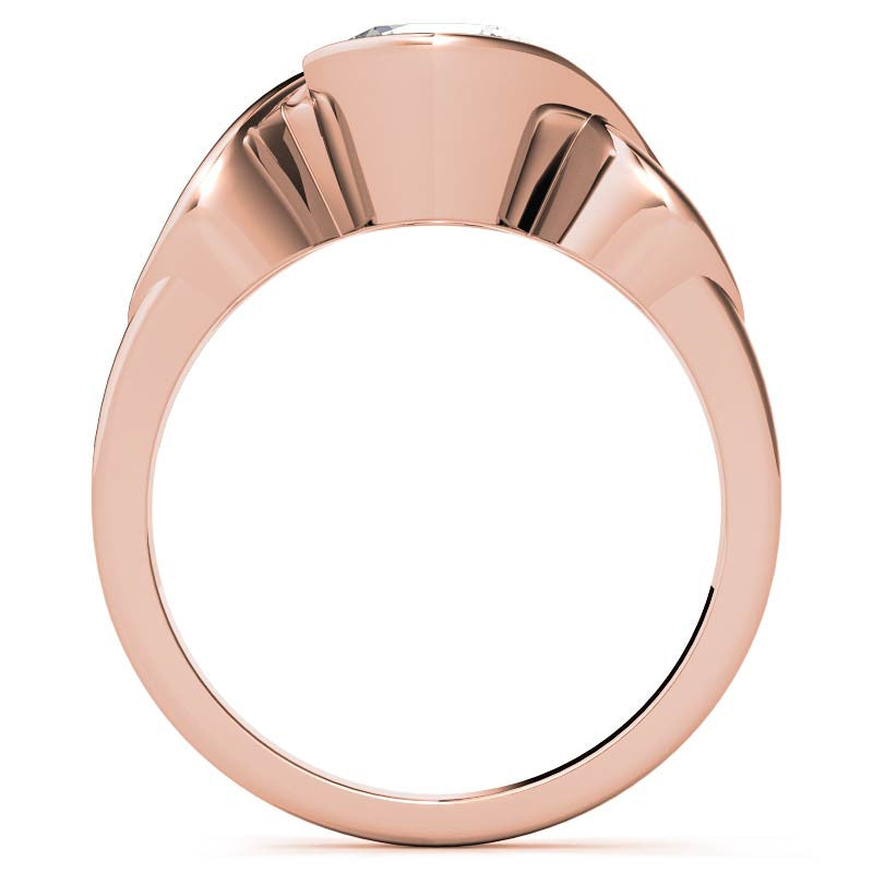 Round and Pear Bypass Three-Stone Moissanite Engagement Ring
