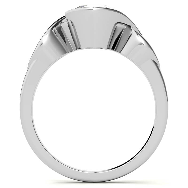 Round and Pear Bypass Three-Stone Moissanite Engagement Ring