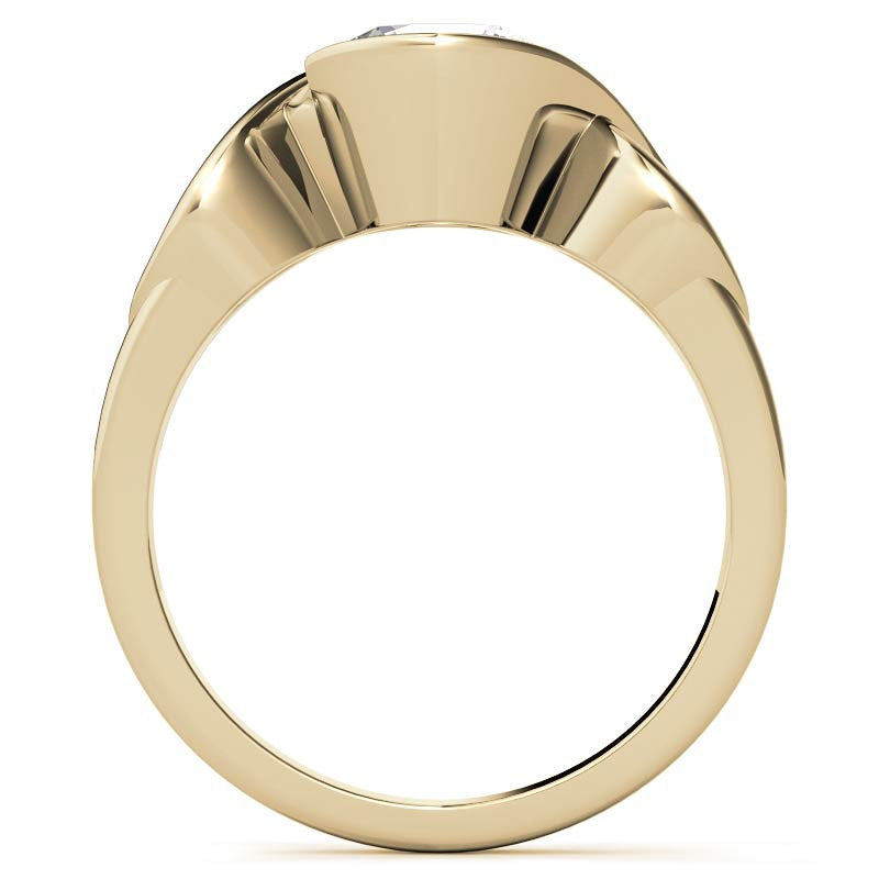 Round and Pear Bypass Three-Stone Moissanite Engagement Ring