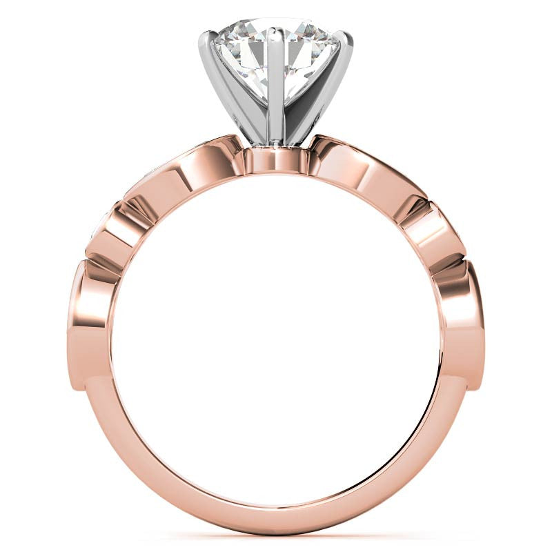 Round and Marquise Bezel Moissanite Engagement Ring