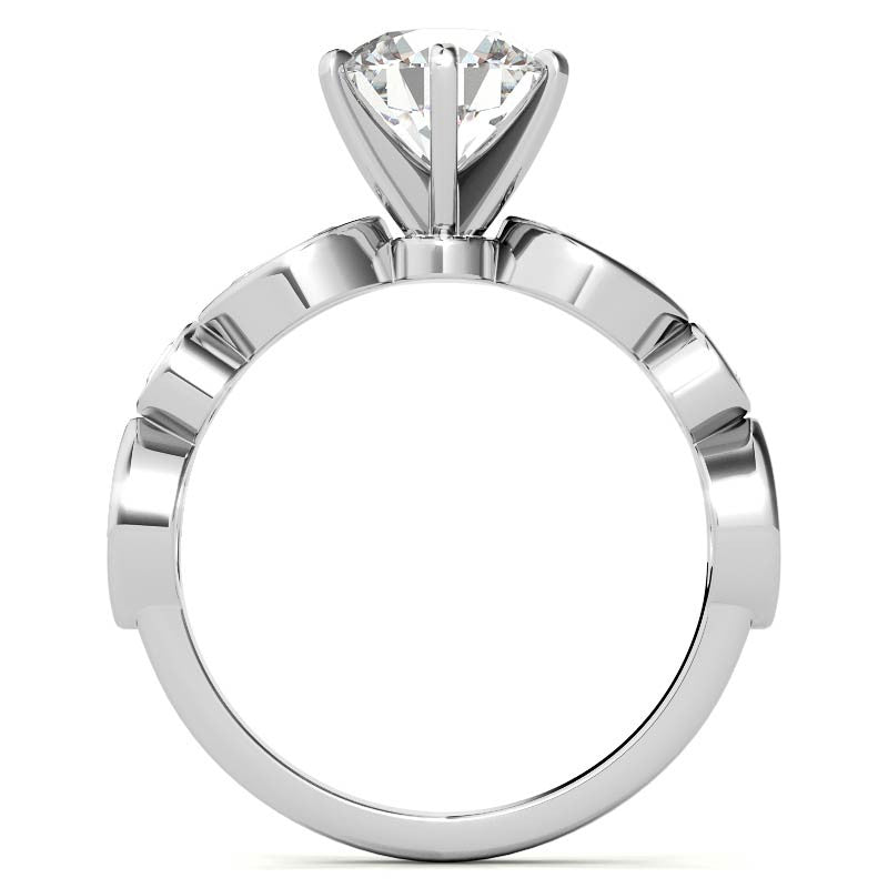 Round and Marquise Bezel Moissanite Engagement Ring