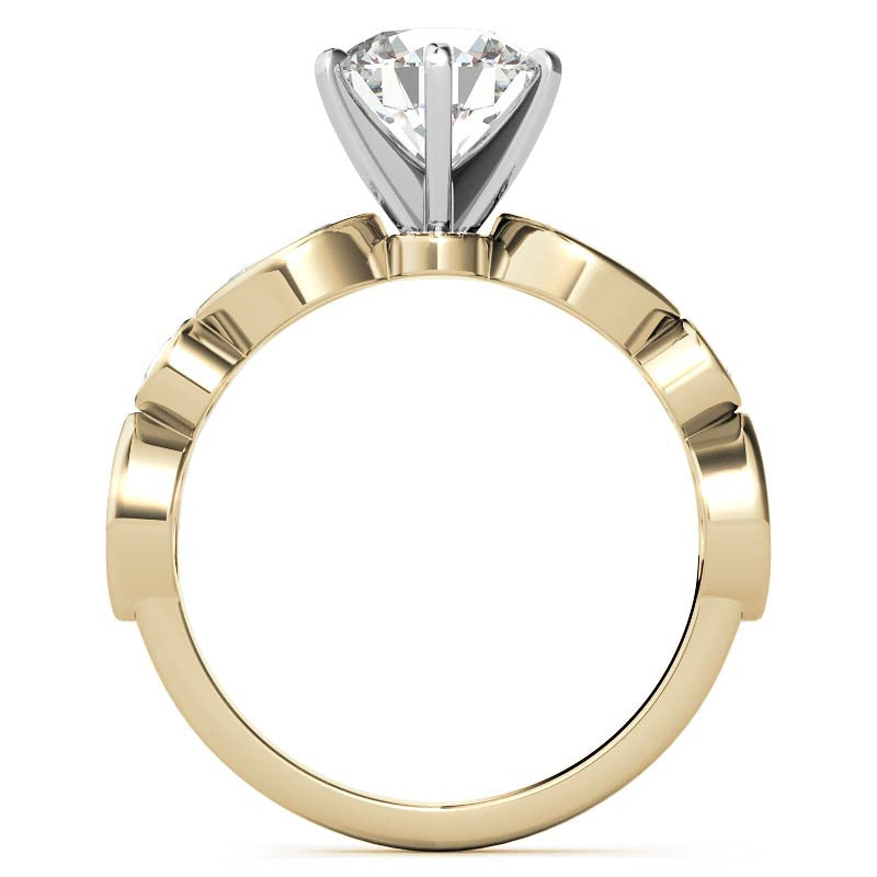 Round and Marquise Bezel Moissanite Engagement Ring