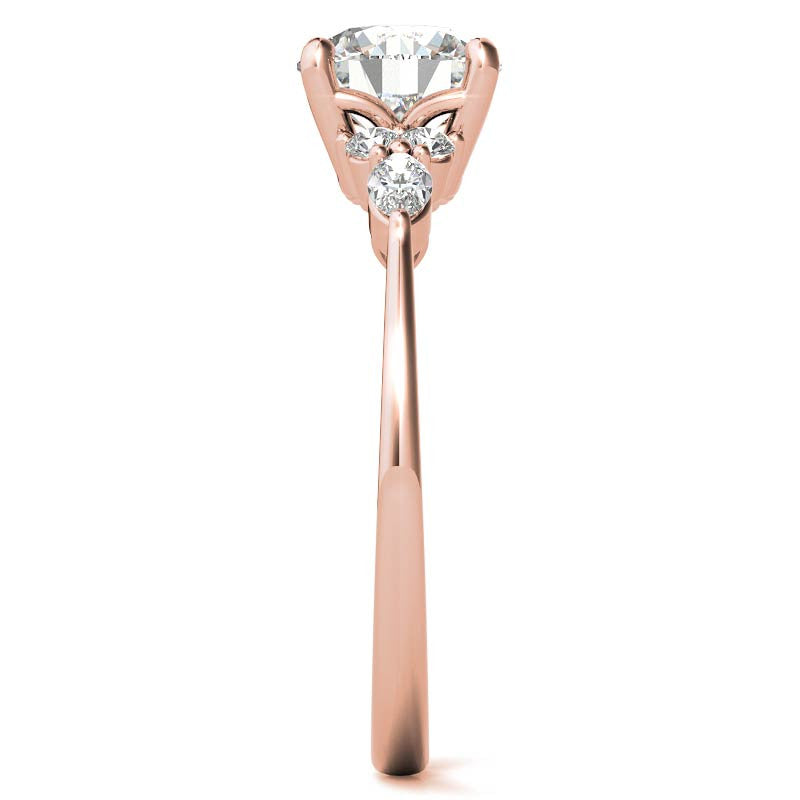 Petite Round and Marquise Moissanite Engagement Ring