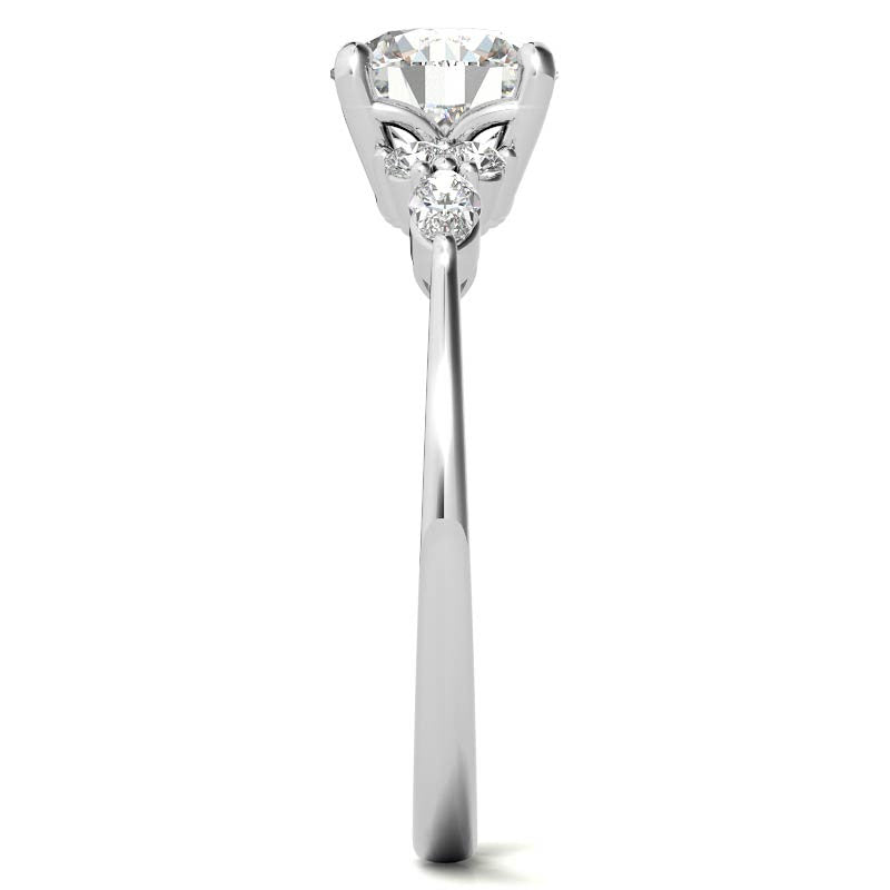 Petite Round and Marquise Moissanite Engagement Ring