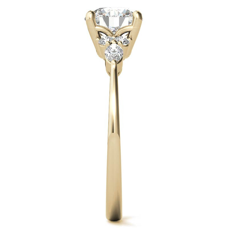 Petite Round and Marquise Moissanite Engagement Ring
