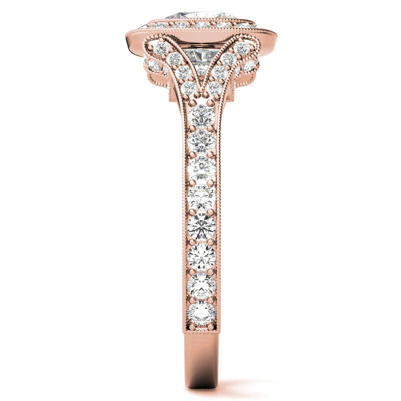 Cushion Bezel Split Shank Cathedral Moissanite Engagement Ring