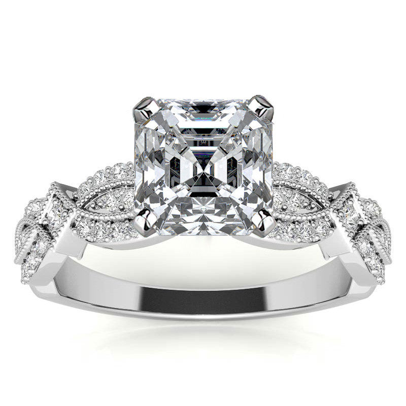 Milgrain Infinity Style Moissanite Engagement Ring