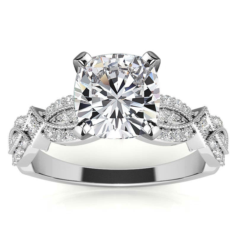 Milgrain Infinity Style Moissanite Engagement Ring