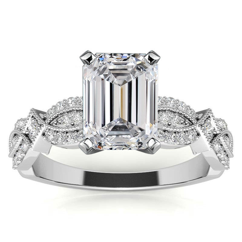 Milgrain Infinity Style Moissanite Engagement Ring