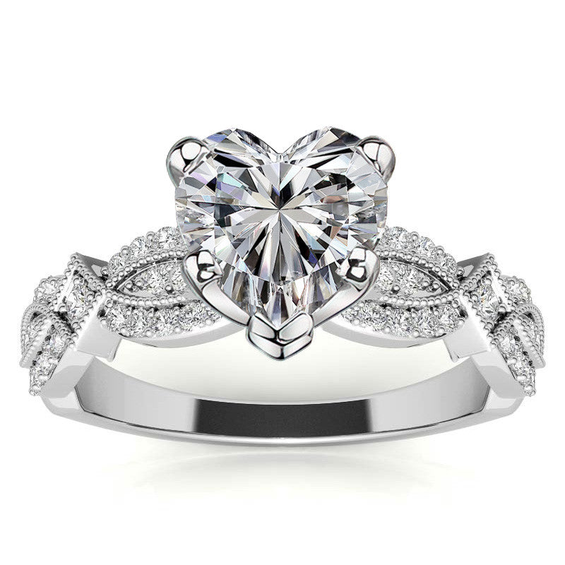 Milgrain Infinity Style Moissanite Engagement Ring