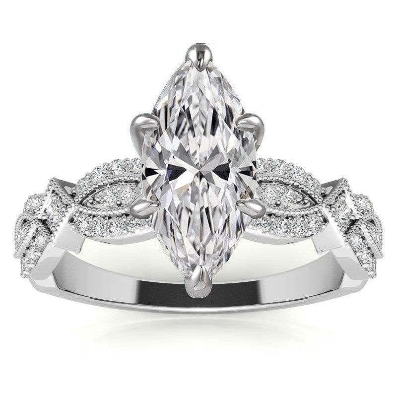 Milgrain Infinity Style Moissanite Engagement Ring