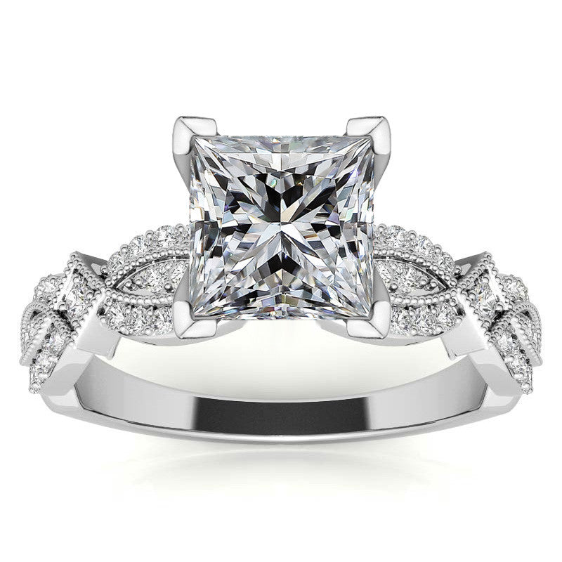 Milgrain Infinity Style Moissanite Engagement Ring