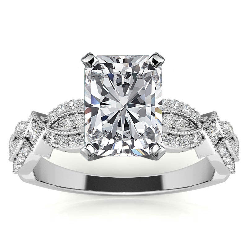 Milgrain Infinity Style Moissanite Engagement Ring