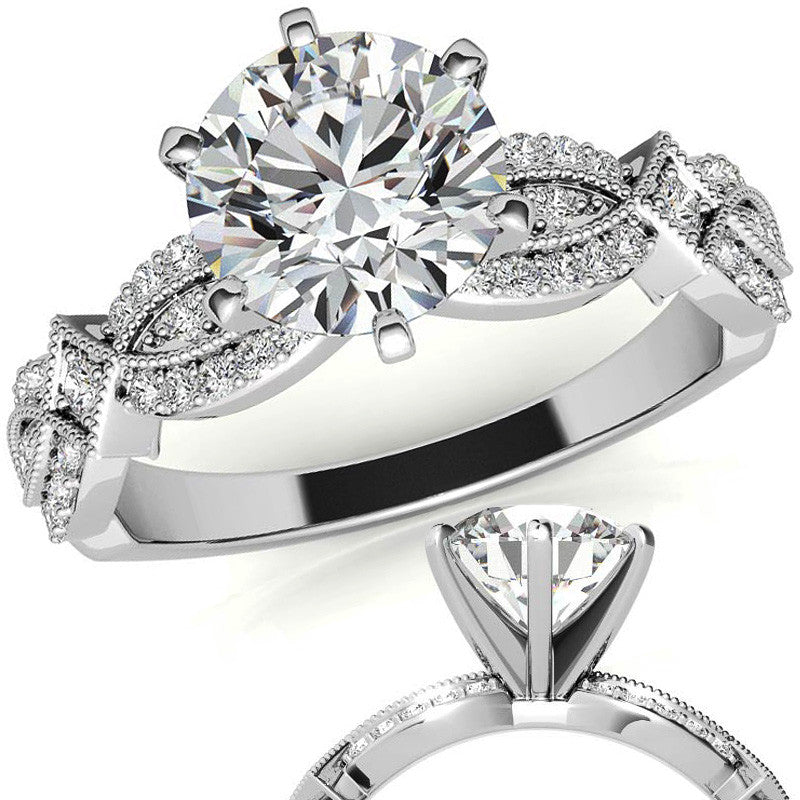 Milgrain Infinity Style Moissanite Engagement Ring
