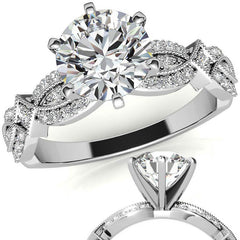 Milgrain Infinity Style Moissanite Engagement Ring