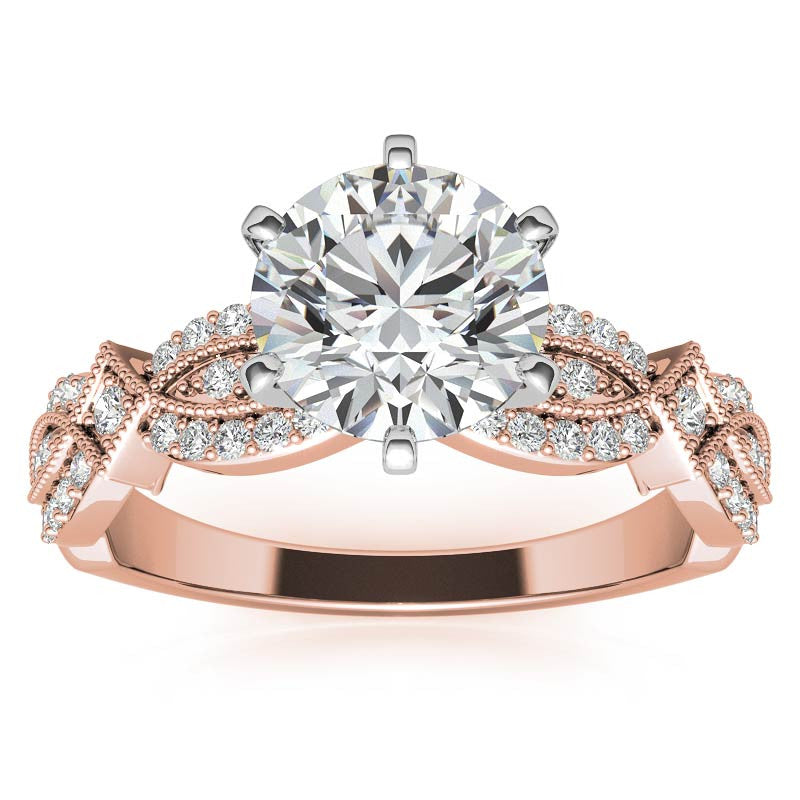 Milgrain Infinity Style Moissanite Engagement Ring