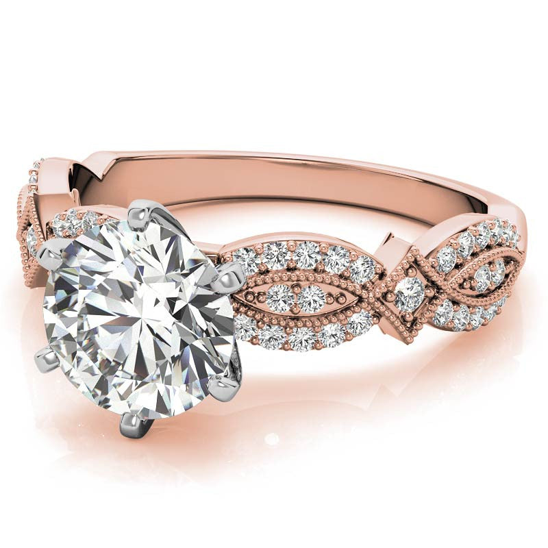 Milgrain Infinity Style Moissanite Engagement Ring