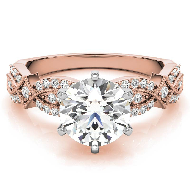 Milgrain Infinity Style Moissanite Engagement Ring