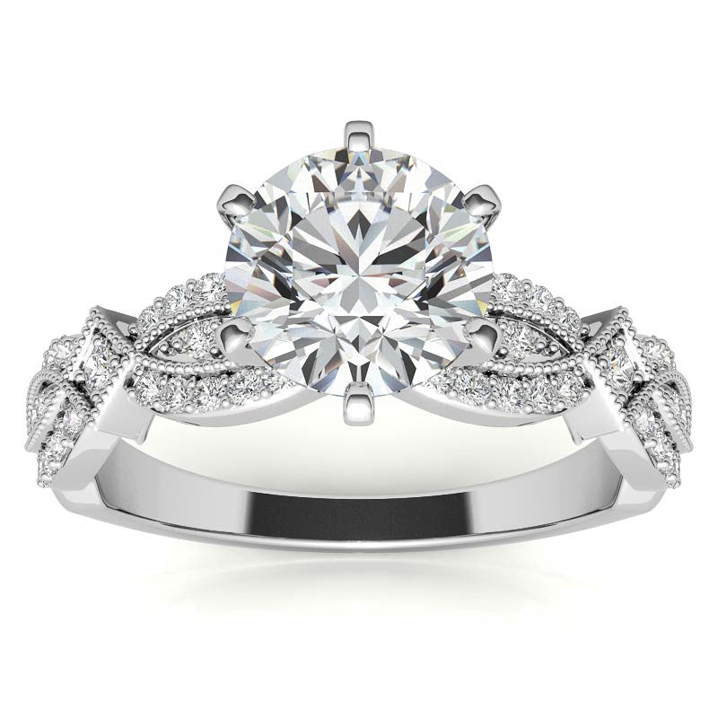 Milgrain Infinity Style Moissanite Engagement Ring