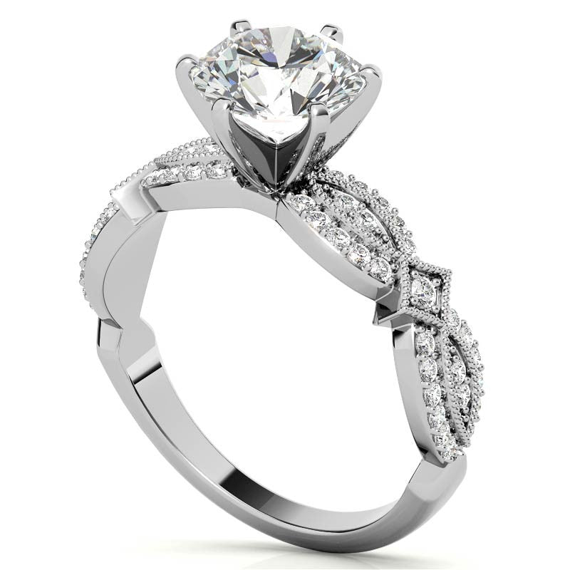 Milgrain Infinity Style Moissanite Engagement Ring