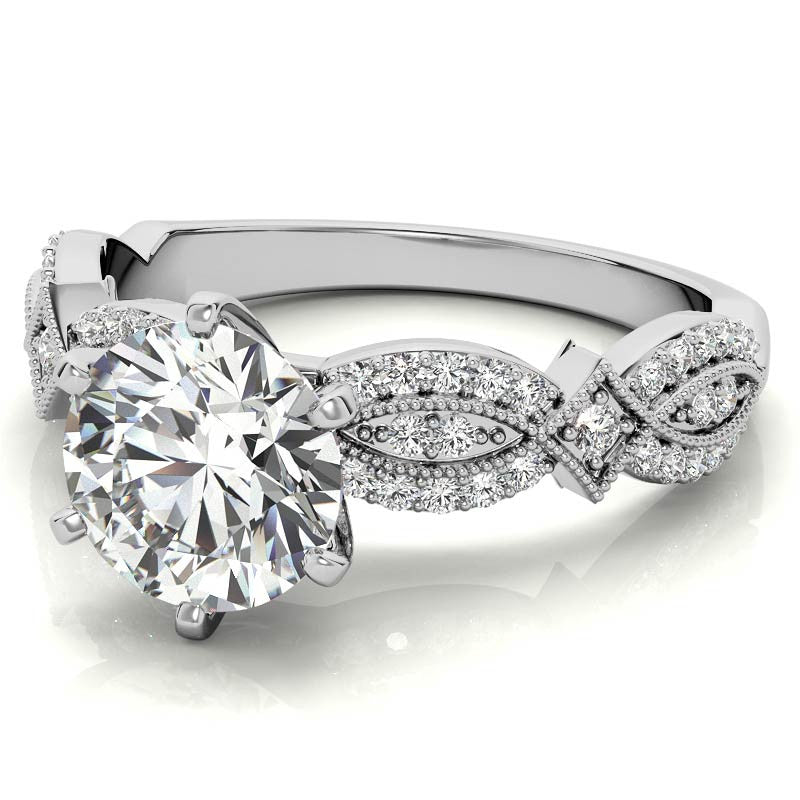 Milgrain Infinity Style Moissanite Engagement Ring