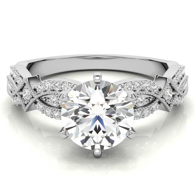 Milgrain Infinity Style Moissanite Engagement Ring