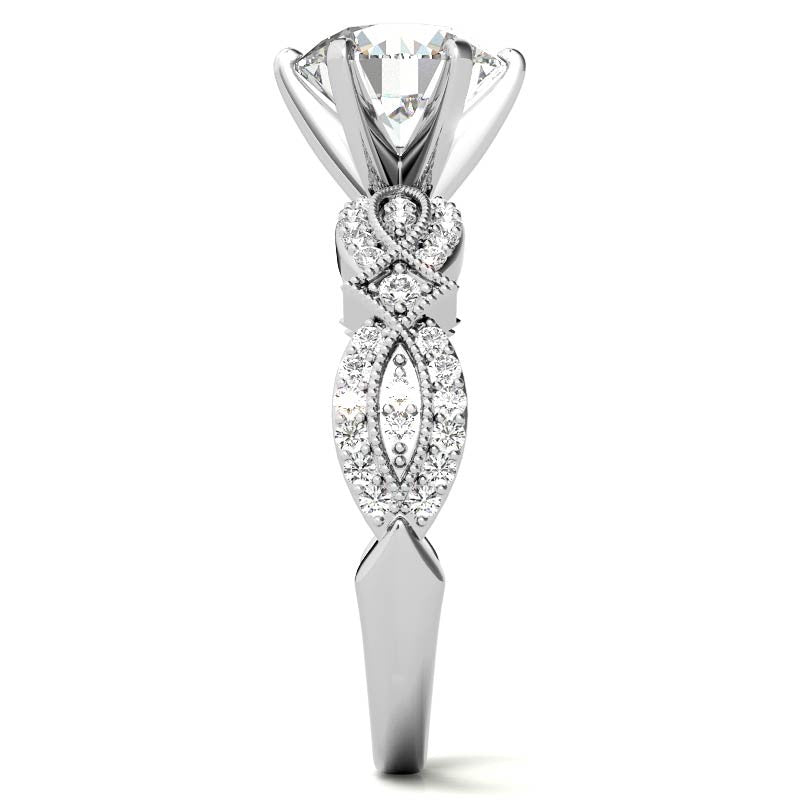 Milgrain Infinity Style Moissanite Engagement Ring